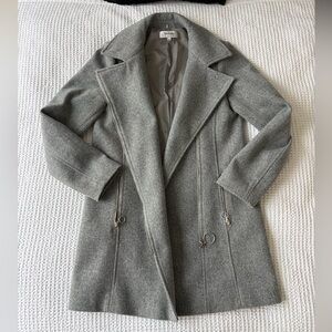 Elegant Gray Pea Coat Asymmetrical